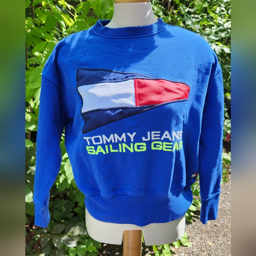 Tommy Jeans Sailing Gear Capsule Blue Crewneck‎ Sweater Embroidered